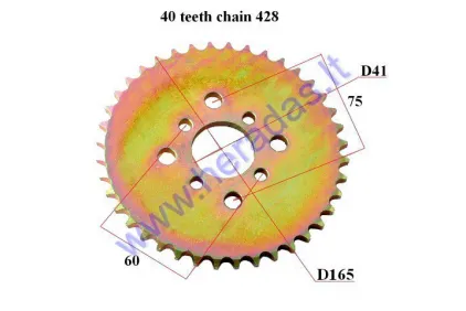 Žvaigždutė galinė ATV keturračio motociklo 40dant  Diš165 8skD41 428g