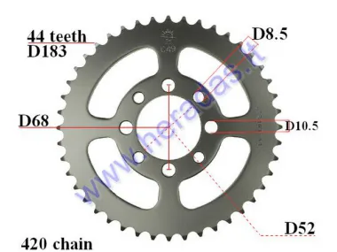 Rear sprocket for motocycle D183 44 teeth 420 chain