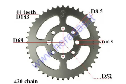 Rear sprocket for motocycle D183 44 teeth 420 chain
