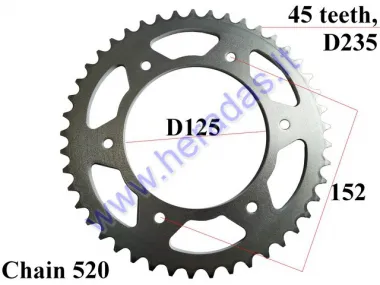 MOTORCYCLE REAR SPROCKET 45 teeth Dout 235 chain tipe 520 FIT TO MOTOLAND MTL250