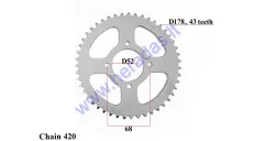 REAR SPROCKET FOR ATV QUAD BIKE DOUTER178  4SK D52 CHAIN TYPE 420 43 TEETH