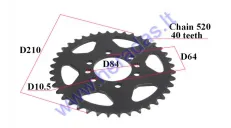 Rear sprocket JTR1826-40 40 teeth Chain 520. KAWASAKI KFX  KSF SUZUKI GS, LT, LT-F, LT-Z, RV T20 160-400 1968-2016