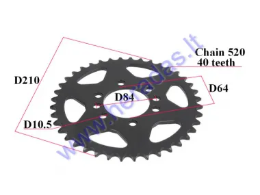 Rear sprocket JTR1826-40 40 teeth Chain 520. KAWASAKI KFX  KSF SUZUKI GS, LT, LT-F, LT-Z, RV T20 160-400 1968-2016