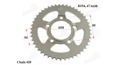Žvaigždutė galinė motociklo 47 dantys, grandinės tipas 428 tinka NAKED50