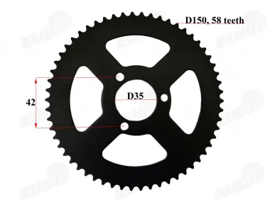 Rear sprocket of a motorcycle 58 teeth d150 3 holes T8F  Pocket Bike