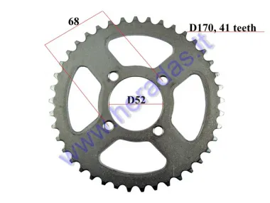 Žvaigždutė galinė motociklo D170 41 dant 420 grandinė D52 vidus