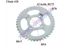 Žvaigždutė galinė motociklo D175 42 dantų 428 grandinė D54 vidus