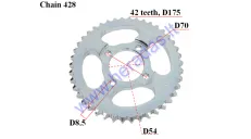 Rear sprocket for motorcycl D175 42 teeth 428 chain D54 in