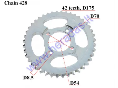 Rear sprocket for motorcycl D175 42 teeth 428 chain D54 in