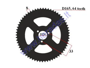 Žvaigždutė galinė motociklo, keturračio Pocket 43cc 49cc 50cc, T8F 8mm