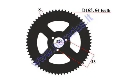 Žvaigždutė galinė motociklo, keturračio Pocket 43cc 49cc 50cc, T8F 8mm