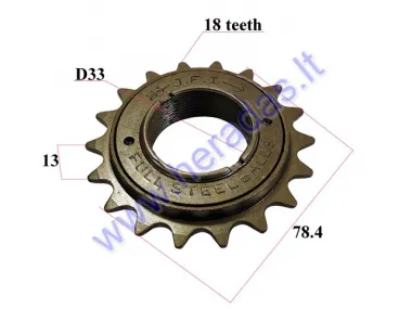 Sprocket for motorcycle Piaggio Ciao, Si, Boxer, Bravo 18teeth free running