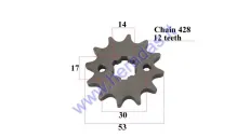 Front sprocket 12teeth outerD53innerD17 chain8.6 for ATV quad bike