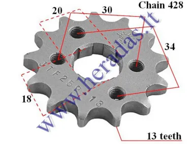 FRONT SPROCKET 13 teeth, 428 chain, D in 20, D out 56