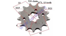 FRONT SPROCKET 13 TEETH 520 CHAIN  Yamaha Raptor YFM,YZ 250-350cc, Kawasaki KDX,KX