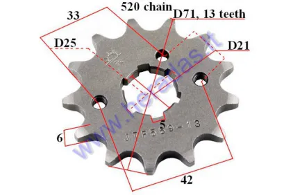 FRONT SPROCKET 13 TEETH 520 CHAIN  Yamaha Raptor YFM,YZ 250-350cc, Kawasaki KDX,KX