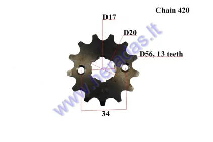 Žvaigždutė priekinė 13dant Diš56Dve20 gr7.7 ATV keturračio motociklo 420-13