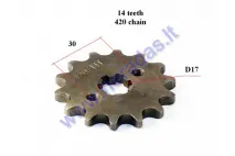 Front sprocket 14 teeth outer D61 inner D17 chain 7.7 T420 for ATV quad bike