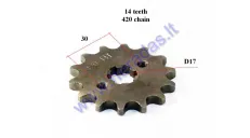 Front sprocket 14 teeth outer D61 inner D17 chain 7.7 T420 for ATV quad bike