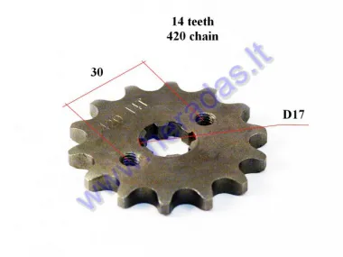 Žvaigždutė priekinė 14dant Diš61Dve17 gr.7.7 T420 ATV keturračio motociklo mopedo 50cc 70cc 120cc tinka CHAMP DELTA, CHAMP MONTANA