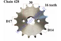 Front sprocket 16 teeth outerD70innerD17 chain8.6 for ATV quad bike