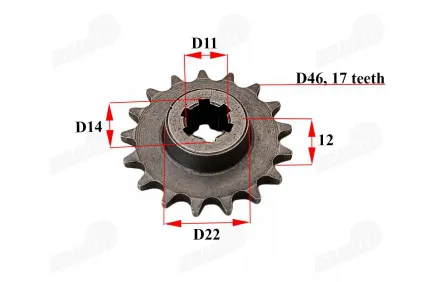 Front sprocket 17teeth D46 D11/14 for ATV quad bike T8F POCKET CROSS