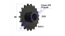 Front sprocket 19 teeth outerD80innerD20 chain428 for ATV GY6 200engine