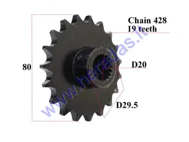Front sprocket 19 teeth outerD80innerD20 chain428 for ATV GY6 200engine