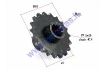 Front sprocket 19 teeth outerD81innerD20 chain428 for ATV quad bike