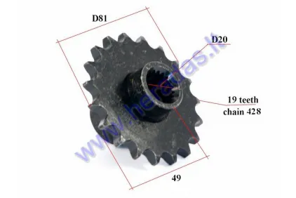 Front sprocket 19 teeth outerD81innerD20 chain428 for ATV quad bike