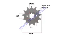 FRONT SPROCKET 13 TEETH 520 CHAIN DOut70  Din 20 fits MOTOLAND MTL250