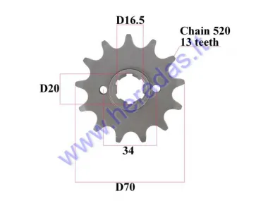 FRONT SPROCKET 13 TEETH 520 CHAIN DOut70  Din 20 fits MOTOLAND MTL250