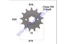 Žvaigždutė priekinė dant  Diš70  Dve 20 grandinės tipas 520 MOTOLAND MTL250 13 dantų