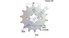 FRONT SPROCKET Dout 60, Din 20, 14 teeth, 428 chain