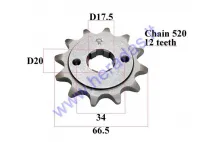 Žvaigždutė priekinė Diš66.5  Dve 20 grandinės tipas 520 MOTOLAND MTL250 12 dantų