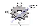 FRONT SPROCKET 13 TEETH 520 CHAIN DOut71.5  Din 20 fit to MOTOLAND MTL250