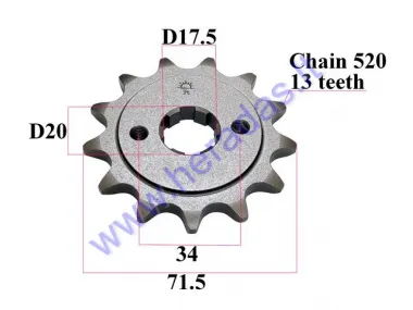 FRONT SPROCKET 13 TEETH 520 CHAIN DOut71.5  Din 20 fit to MOTOLAND MTL250