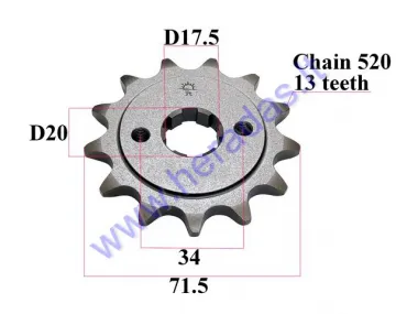 Žvaigždutė priekinė Diš71.5  Dve 20 grandinės tipas 520 MOTOLAND MTL250 13 dantų