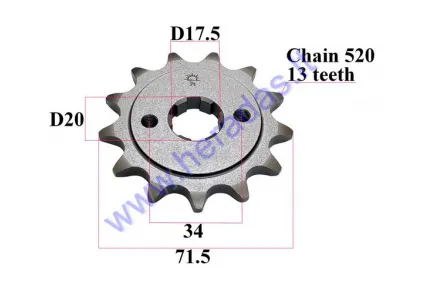 FRONT SPROCKET 13 TEETH 520 CHAIN DOut71.5  Din 20 fit to MOTOLAND MTL250