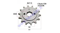 Front sprocket  Diš77  Dve 20 chain 520 MOTOLAND MTL250 14 teeth