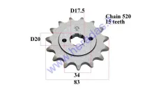 FRONT SPROCKET 15 TEETH 520 CHAIN DOut83  Din 20 fit to MOTOLAND MTL250