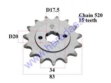 FRONT SPROCKET 15 TEETH 520 CHAIN DOut83  Din 20 fit to MOTOLAND MTL250