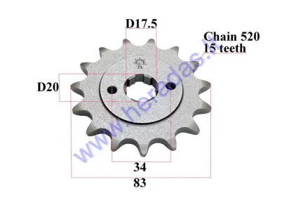 FRONT SPROCKET 15 TEETH 520 CHAIN DOut83  Din 20 fit to MOTOLAND MTL250