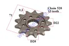 Front sprocket KAWASAKI KX 250 2006-2020 13 teeth 520 Chain