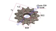 Žvaigždutė priekinė KAWASAKI KX 250 2006-2020 13 dantų grandinė 520